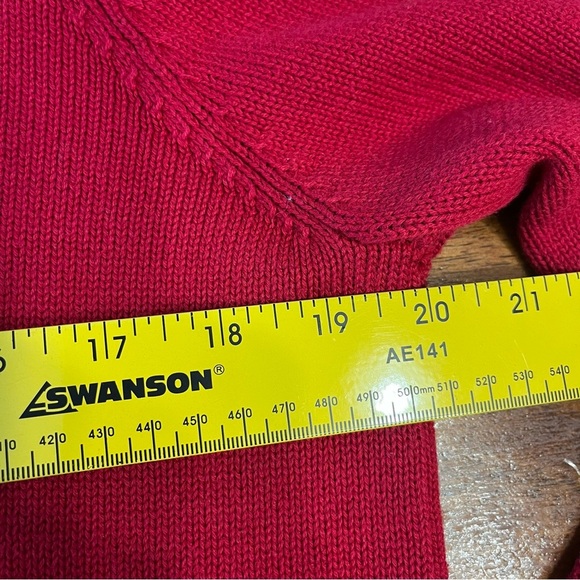 Lauren Ralph Lauren red embroidered emblem sweater crew neck 100% cotton size M - Picture 5 of 6